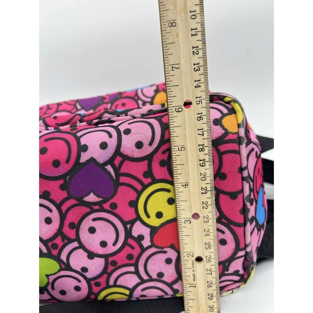 Betsey Johnson Smiley Face Hearts Lunch Bag Pink Kids Insulated Strap Novelty